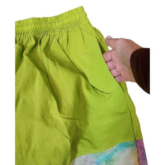 Vintage 80s Costa Picante Shorts Swim Trunks Mens S Lime Green Zip Pockets - Picture 3 of 7